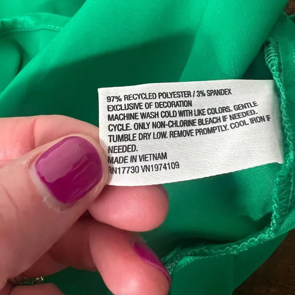 Women's Kelly Green Satin Nightgown Lace Trim Babydoll Sz M Fairy Y2K Jewel Tone